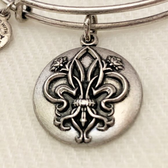 Fleur-de-lis Charm Bracelet, Silver Tone, Alex and Ani - Picture 2 of 4